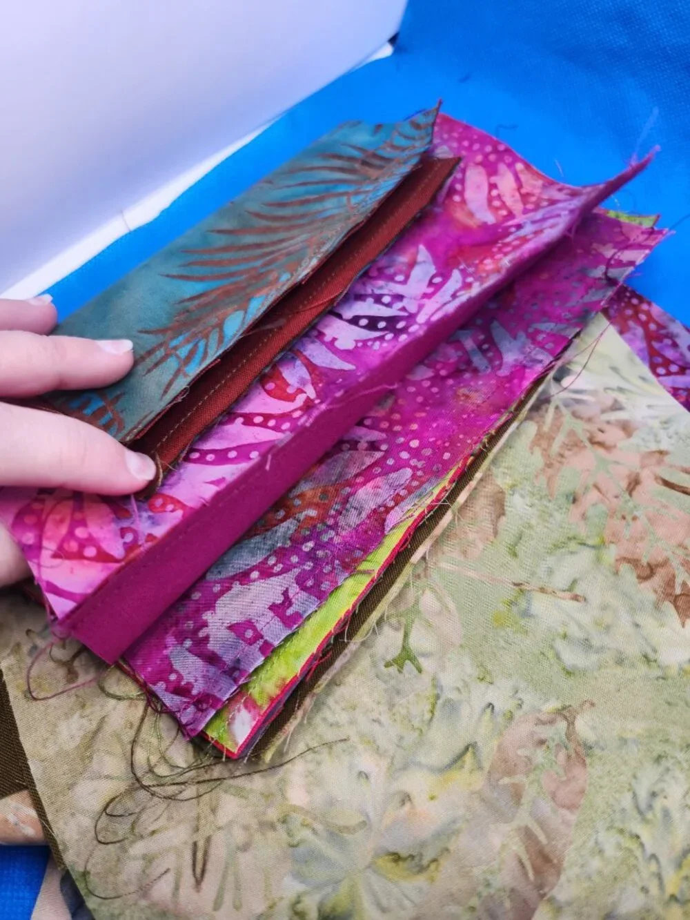 Lot 107 Fabric Pieces Batik and  Solid Assorted Colors Patterns Size